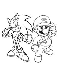 coloriage mario et sonic