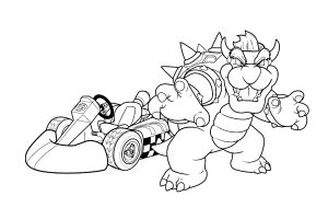 coloriage mario kart bowser