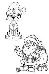 coloriage pat patrouille pere noel