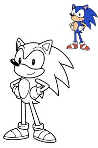 coloriage sonic avec modele