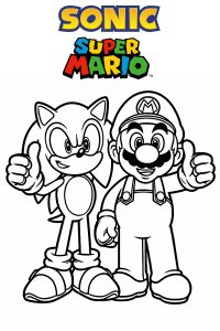 coloriage sonic et mario