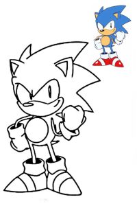 coloriage sonic avec modele