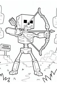 coloriage squelette minecraft