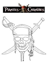coloriage tete de mort pirate des caraibes