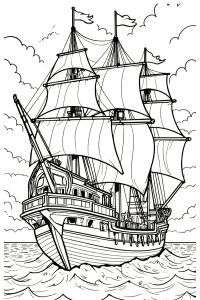 dessin bateau pirate des caraibes