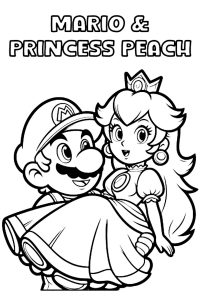 dessin mario et peach