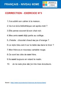 exercice de francais 6eme​
