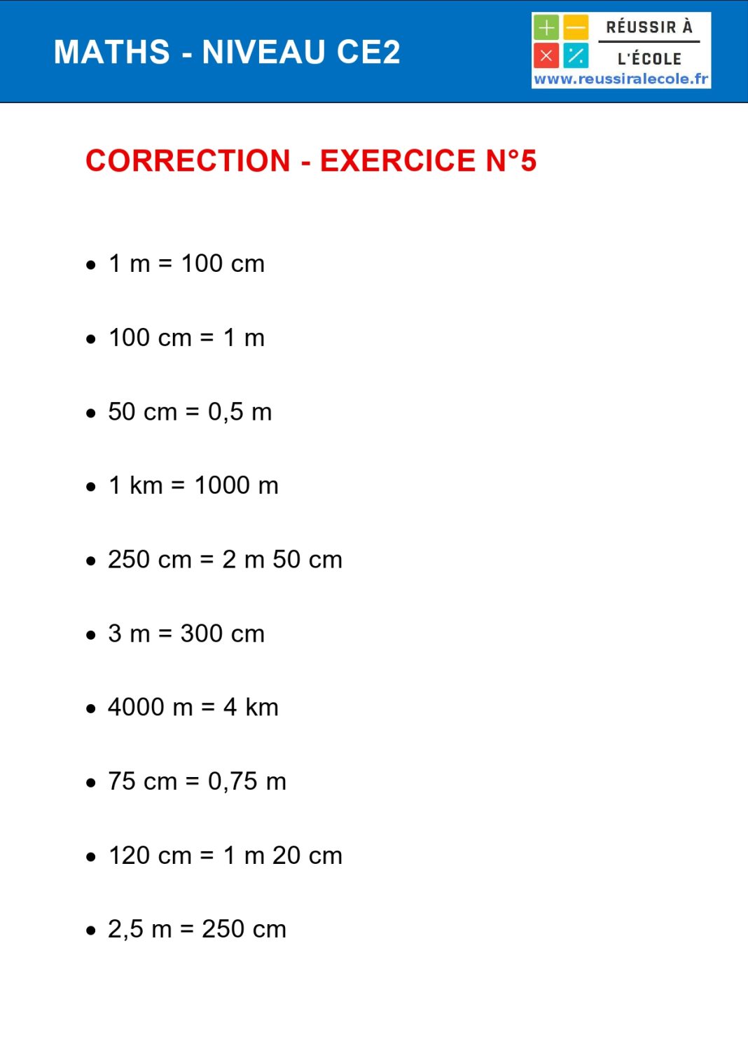 Exercice Math CE2 : 40 questions avec Corrigé (PDF)