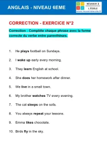 anglais 6ème exercices anglais 6ème exercices