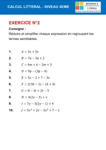 calcul littéral exercices 4ème