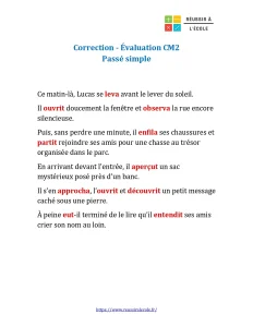 cm2 passé simple evaluation cm2 passé simple evaluation