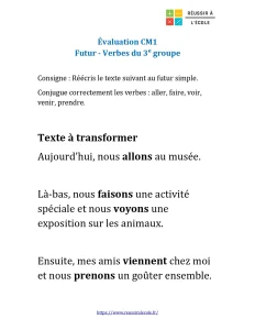 conjugaison futur cm1 evaluation conjugaison futur cm1 evaluation