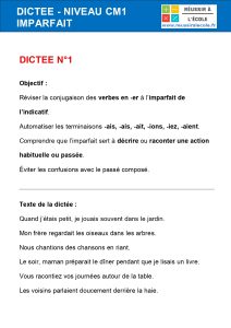 dictée cm1 imparfait dictée cm1 imparfait