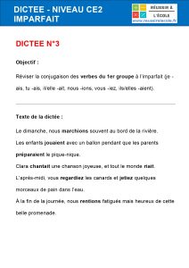 dictée imparfait ce2 dictée imparfait ce2
