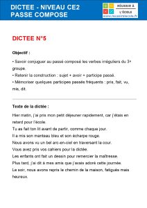 dictée passé composé ce2 dictée passé composé ce2