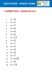 équation 3ème exercices corrigés