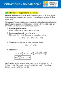 equations 3eme exercices