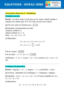 equations 3eme exercices corrigés pdf