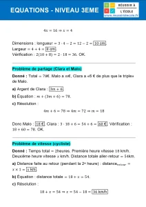 equations exercice 3eme