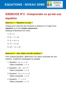 équations exercices 3ème