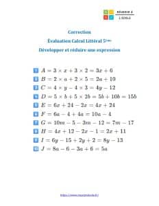 evaluation calcul littéral 5ème pdf evaluation calcul littéral 5ème pdf