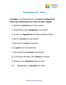 évaluation ce1 futur