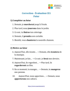 evaluation ce1 le futur