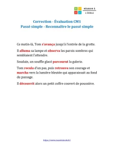 évaluation cm1 le passé simple évaluation cm1 le passé simple
