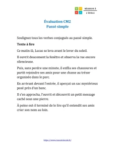 évaluation cm2 passé simple évaluation cm2 passé simple