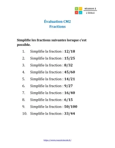 évaluation fractions cm2 avec corrigés pdf évaluation fractions cm2 avec corrigés pdf