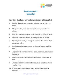 évaluation imparfait ce2 évaluation imparfait ce2