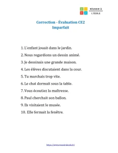 évaluation imparfait ce2 pdf