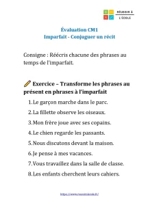 evaluation imparfait cm1​