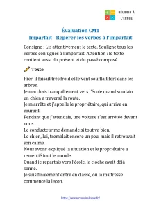 évaluation imparfait cm1