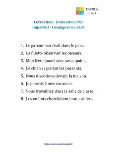 évaluation imparfait-cm1 avec corrigé