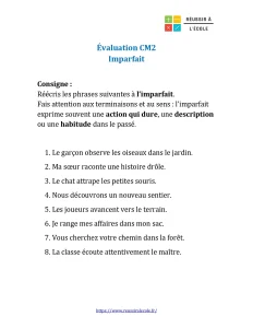 évaluation imparfait cm2 évaluation imparfait cm2