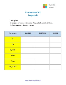 evaluation imparfait cm2 evaluation imparfait cm2