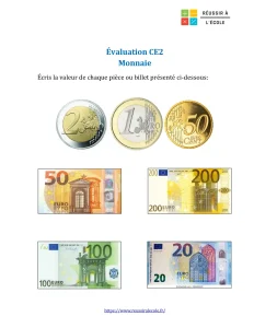 évaluation monnaie ce2