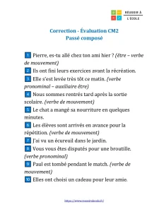 evaluation passe compose cm2 evaluation passe compose cm2