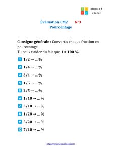 evaluation pourcentages cm2