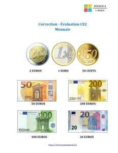 évaluation sur la monnaie ce2
