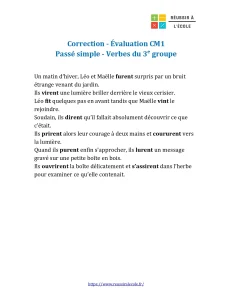 évaluation sur le passé simple cm1 évaluation sur le passé simple cm1
