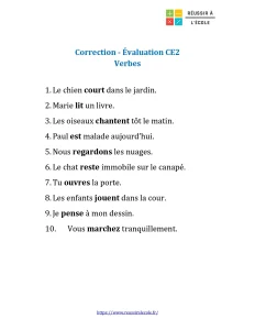 évaluation sur le verbe ce2 évaluation sur le verbe ce2