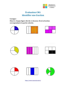 évaluation sur les fractions cm1
