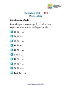 evaluation sur les pourcentages cm2​