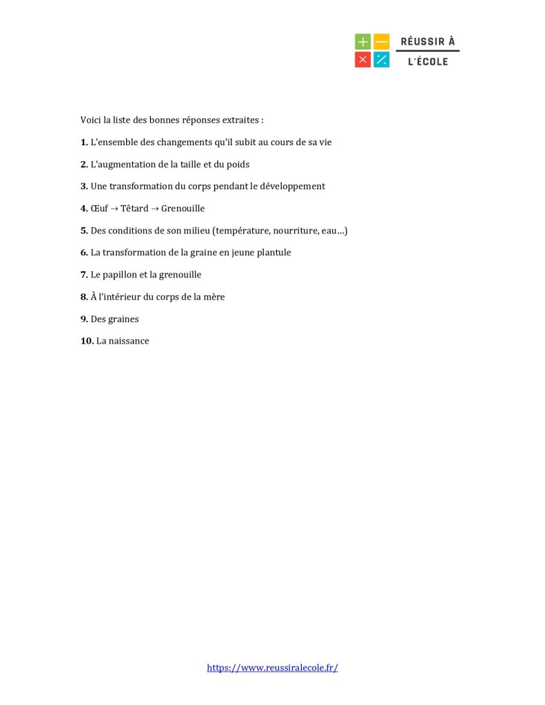 Évaluation SVT 6ème êtres vivants PDF avec Correction