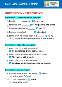 exercice anglais 6ème exercice anglais 6ème