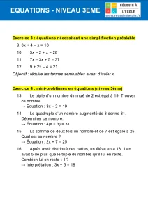 exercice équation 3eme