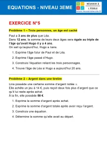 exercice equations 3eme
