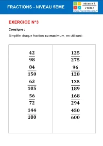 exercice fraction 5eme